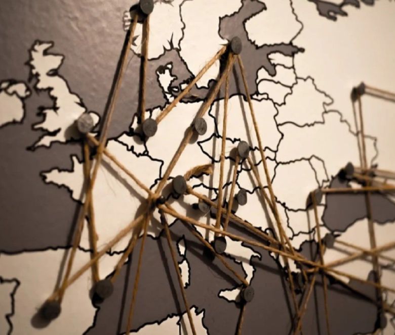 Europe map with pins
