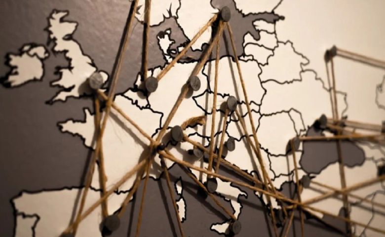 Europe map with pins