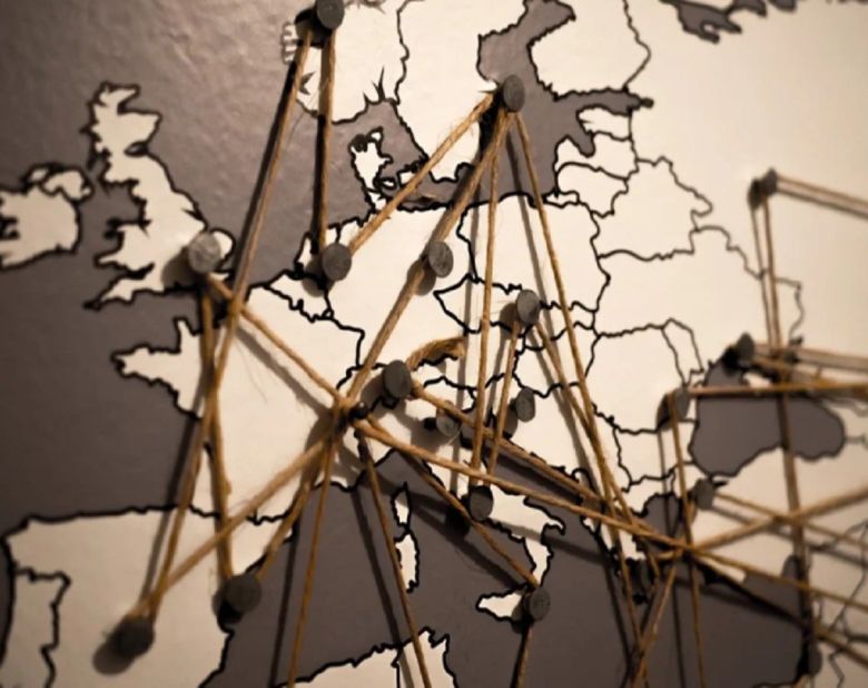 Europe map with pins