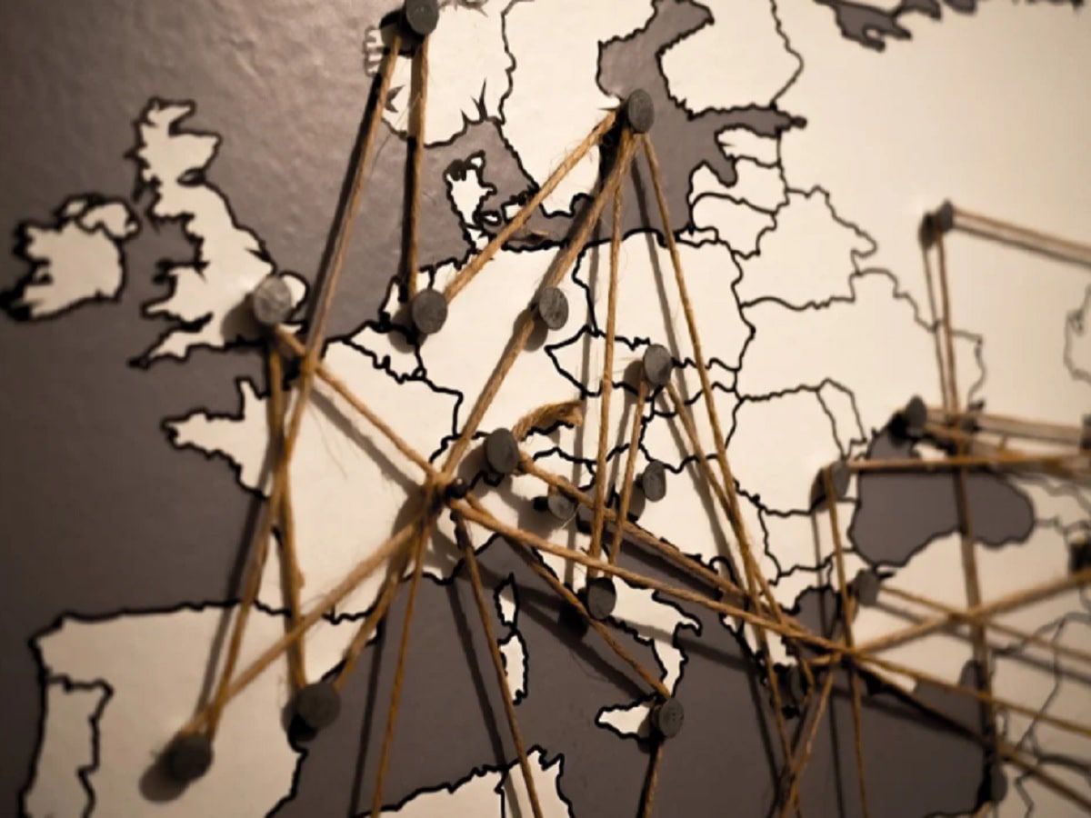 Europe map with pins