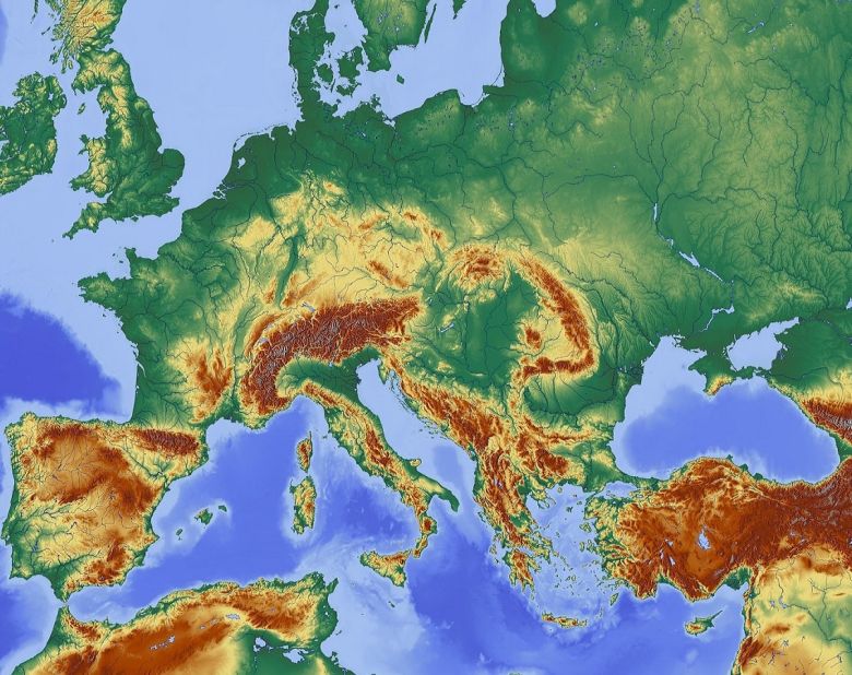 europe topography map