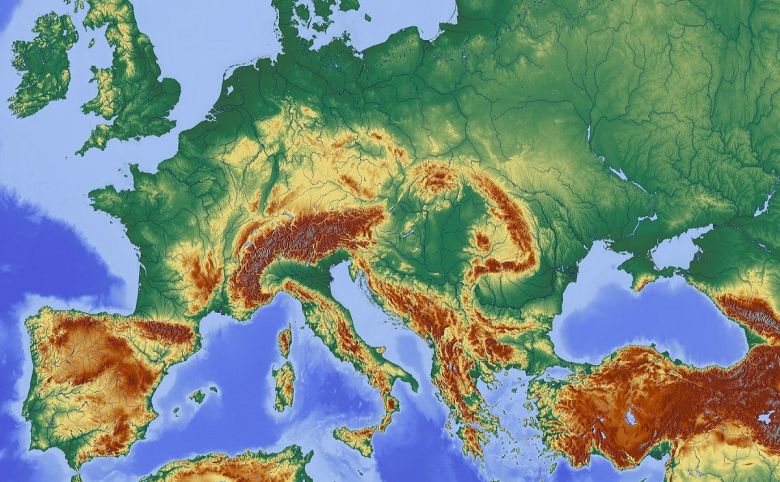 europe topography map